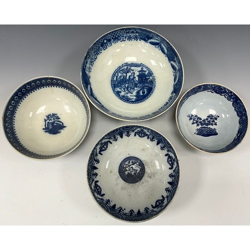 1171 - A 18th century West Pans blue and white pearlware bowl, 16cm diameter; 19th century blue and white p... 