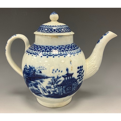 1168 - 19th century pearlware tea pots including a pearlware teapot printed under glaze with a basket weave... 