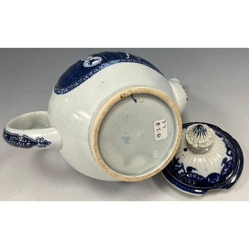 1168 - 19th century pearlware tea pots including a pearlware teapot printed under glaze with a basket weave... 