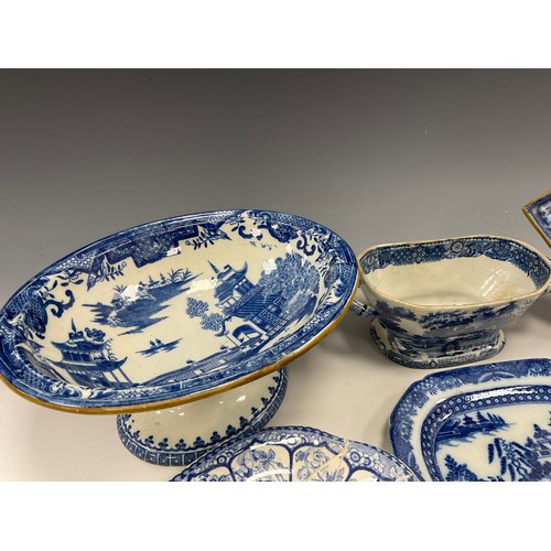 1165 - 19th century blue and white ware including a Don landscape series twin handled tureen with stand, 13... 