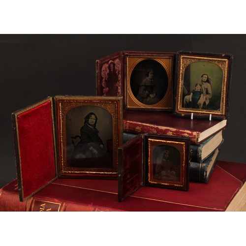 1507 - Daguerreotypes/Ambrotypes - 19th century portraits, seated ladies, coloured Father and daughter, thr... 