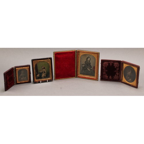 1507 - Daguerreotypes/Ambrotypes - 19th century portraits, seated ladies, coloured Father and daughter, thr... 