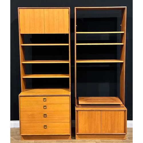 105 - Mid-century Design - a G Plan Form 5 wall unit, designed by R Bennett, 198.5cm high, 76.5cm wide, 46... 