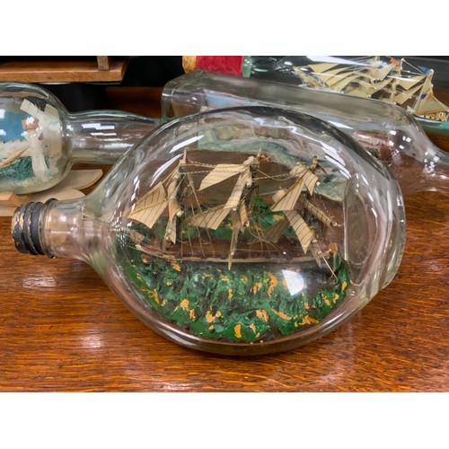 2152 - Maritime Interest - early 20th century ships in bottles including HMS Active Flotina Leader WWII A C... 