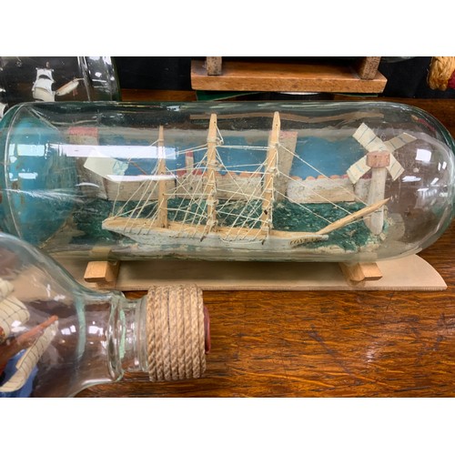 2152 - Maritime Interest - early 20th century ships in bottles including HMS Active Flotina Leader WWII A C... 