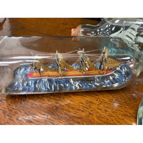 2152 - Maritime Interest - early 20th century ships in bottles including HMS Active Flotina Leader WWII A C... 