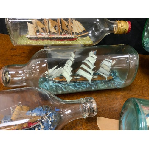 2152 - Maritime Interest - early 20th century ships in bottles including HMS Active Flotina Leader WWII A C... 