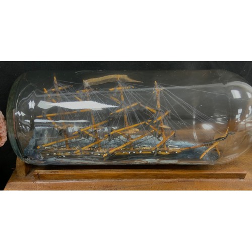 2155 - Maritime Interest - early 20th century hand crafted ships in bottles including Quito, 30cm long; oth... 