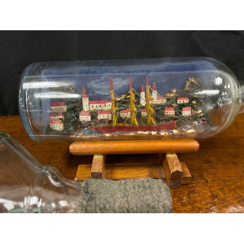 2156 - Maritime Interest - early 20th century handcrafted ships in bottles including FR.371 Brighter Hope, ... 