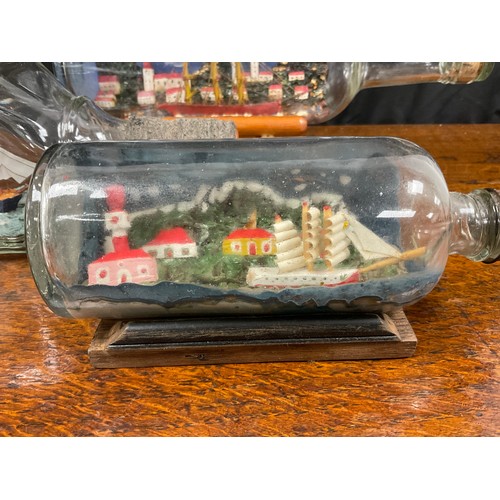 2156 - Maritime Interest - early 20th century handcrafted ships in bottles including FR.371 Brighter Hope, ... 