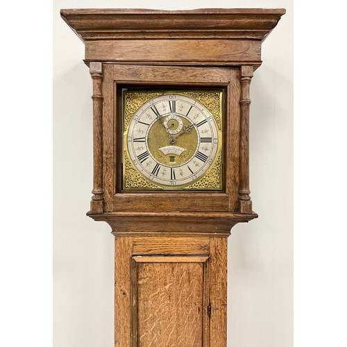 1743A - A 19th century oak longcase clock, by Richard Stephens, Leek, single train movement, striking on a b... 