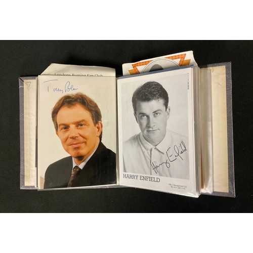 581 - Signatures & Autographs - a photograph book of mostly signed celebrity postcards, including Dave Lee... 