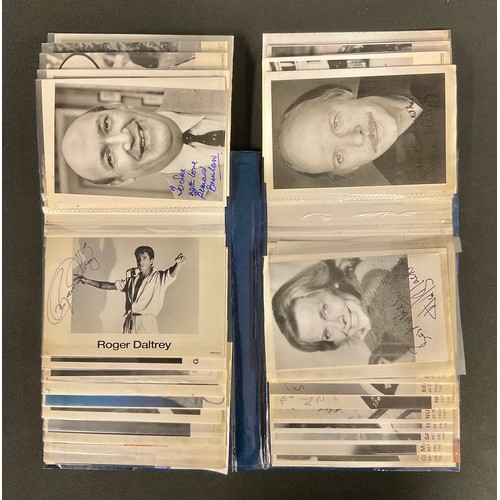 587 - Signatures & Autographs - a photograph book of mostly signed celebrity postcards, including Tony Rob... 