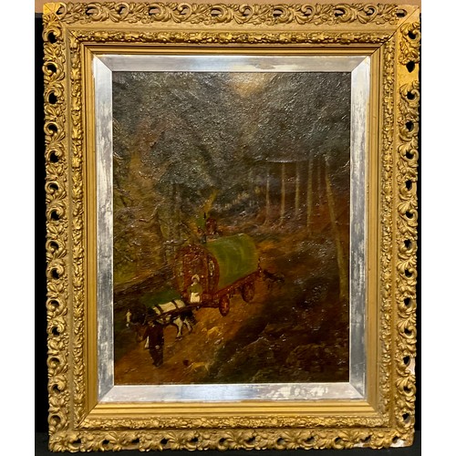 593 - English School  
Gypsy Caravan, entitled Travelling the Wooded Highway
unsigned, oil