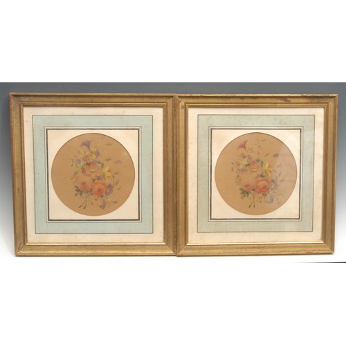 598 - Victorian School (19th century), a pair, botanical studies of roses and other flowers, unsigned, wat... 