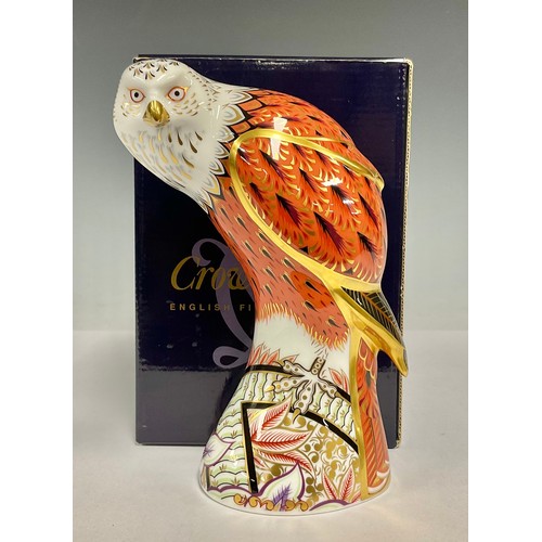 60A - A Royal Crown Derby paperweight, Red Kite, 18cm high, printed marks in red, gold stopper, boxed