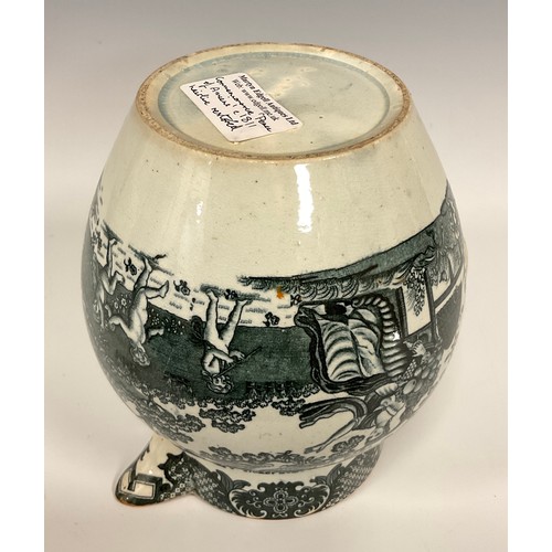 1156A - An 1814 Peace of Paris pearlware jug printed in grey with Britannia riding in a carriage and with Pe... 