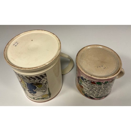 1181A - Masonic Interest - an oversized 19th century creamware tankard with masonic decoration and verse 'Th... 