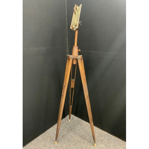 2075 - A large 19th century wood and brass telescope, 12cm diameter barrel, 77.5cm long with three intercha... 