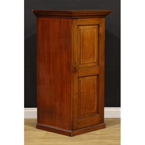 2158 - An Edwardian mahogany estate office document filing cabinet, oversailing top above a raised and fiel... 