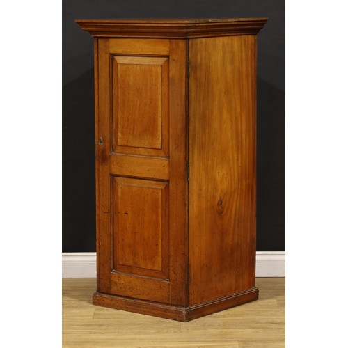 2158 - An Edwardian mahogany estate office document filing cabinet, oversailing top above a raised and fiel... 