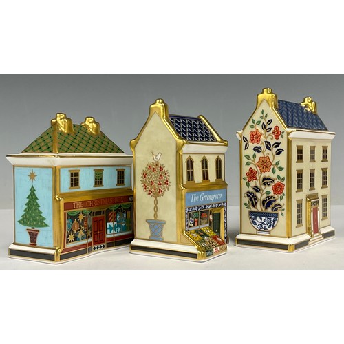 24 - A Royal Crown Derby miniature model, The Greengrocer, first quality; others, The Christmas Box, firs... 