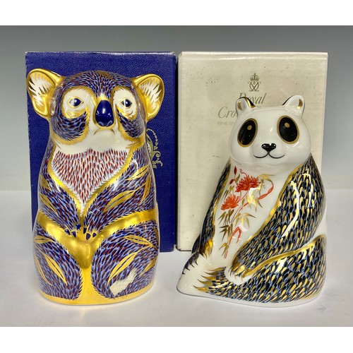 60 - A Royal Crown Derby paperweight, Panda, gold stopper, boxed; another, Koala, gold stopper, boxed (2)