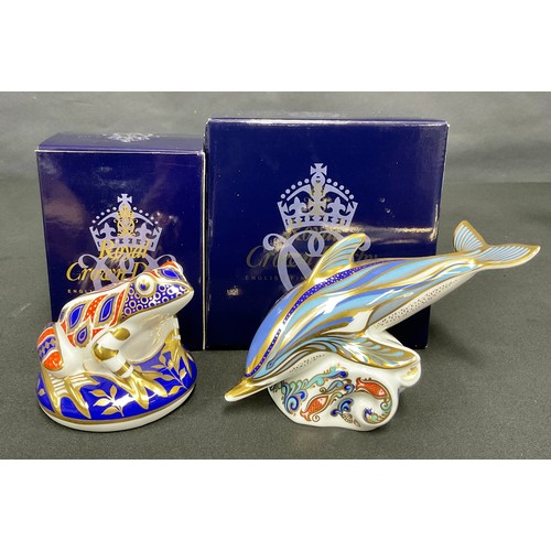 70 - Royal Crown Derby paperweights - Striped Dolphin, Connaught House special edition, 823/1500, gold st... 