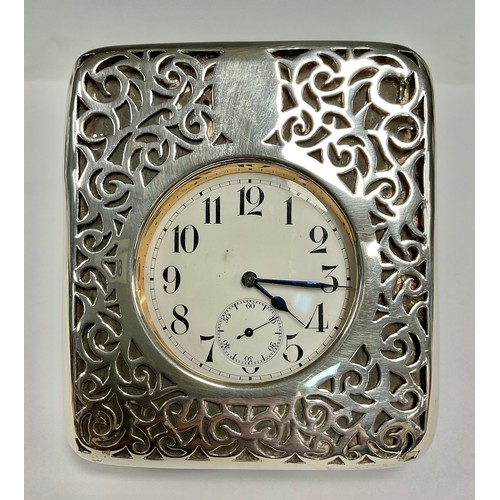 98 - A Victorian Goliath pocket watch and stand, bold Arabic numerals on white dial, subsidiary seconds, ... 