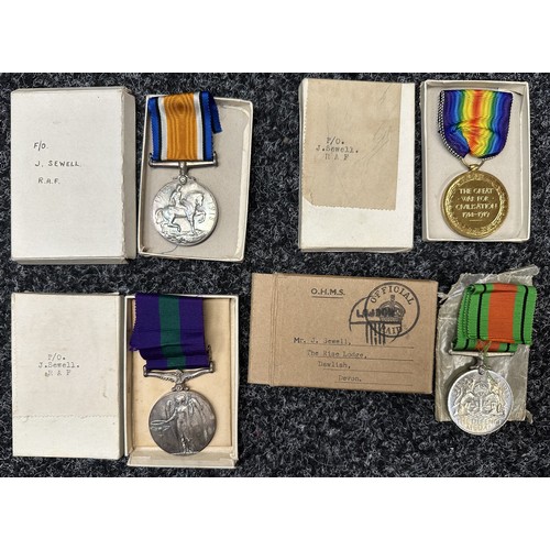 3006 - WW1 & WW2 British Medal group to Pilot Officer J. Sewell, Royal Air Force comprising of War Medal, V... 