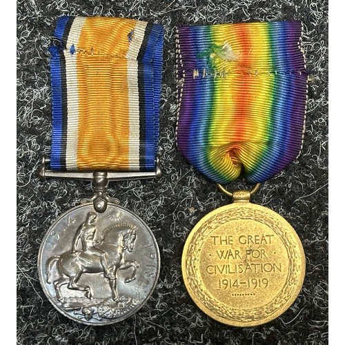 3008 - WW1 British War Medal and Victory Medal to 167711 to Gunner SH Jolly, Royal Artillery complete with ... 