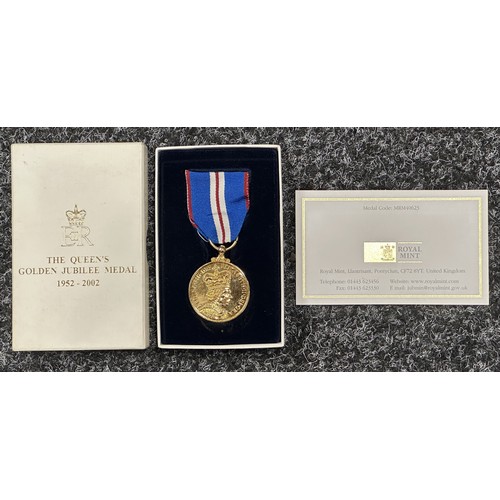 3027 - ERII Queen's Golden Jubilee Medal 1952-2002 complete with ribbon and in box of issue with Royal Mint... 