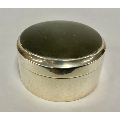 153 - A 19th century Swedish silver circular snuff box and cover, quite plain, gilt interior, 5cm wide, ma... 