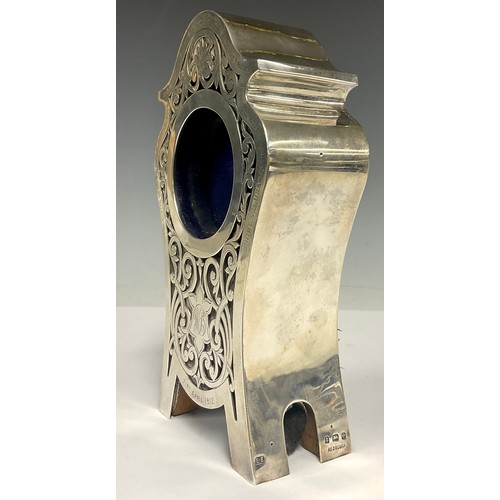 221 - A silver art nouveau styled clock case, Birmingham 1904. Presented to Reverend W.H & Mrs Barnes on t... 