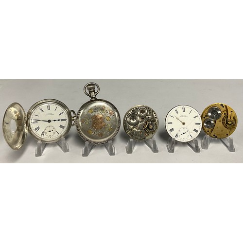 254 - Watches - a Waltham half hunter silver cased pocket watch, white enamel dial, Roman numerals, subsid... 