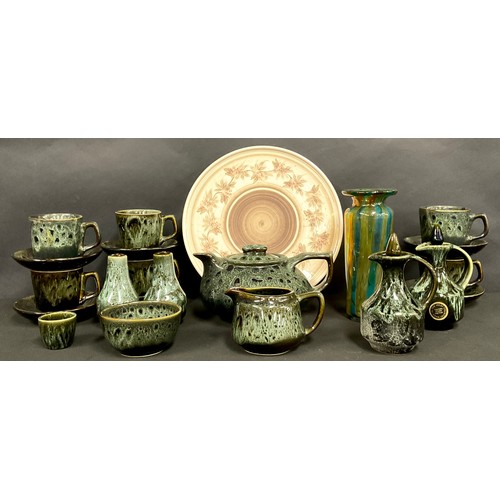 277 - A mid 20th century Fosters pottery Cornish tea set for six etc;  Mdina cylinder vase etc