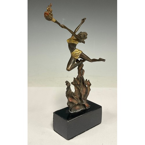 280 - An Art Deco bronze torch dancer, after Johann Philip Ferdinand Preiss. Approx 20cm high.