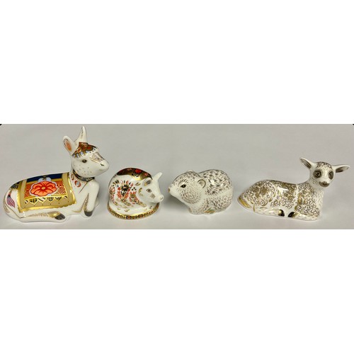 291 - A Royal Crown Derby paperweight, Jacob Lamb, gold stopper; others, River Bank Vole, gold stopper; Do... 