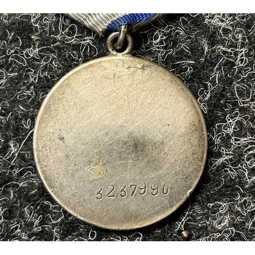 3032 - WW2 Soviet Medal for Valour За Отвагу complete with ribbon and wartime brass suspension, serial numb... 