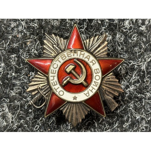 3034 - WW2 Soviet Order of the Patriotic War 1st class serial number 2276418 and 2nd Class serial number 33... 