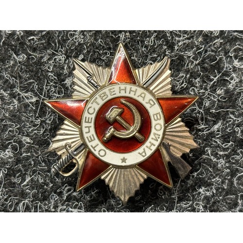 3034 - WW2 Soviet Order of the Patriotic War 1st class serial number 2276418 and 2nd Class serial number 33... 