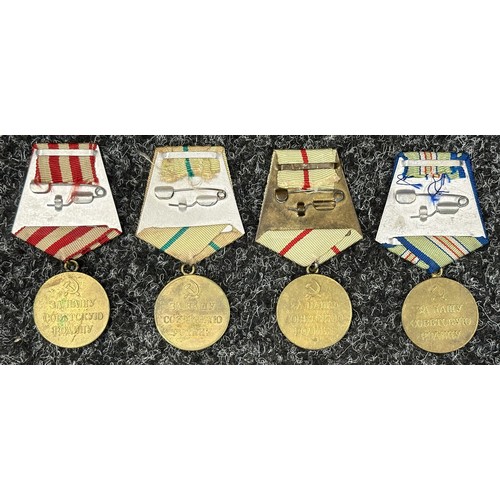 3040 - WW2 Soviet Defence of Moscow Medal, Defence of Leningrad Medal, Defence of Stalingrad Medal and Defe... 