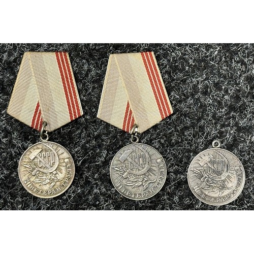 3042 - Soviet Labour Medals: Labour Veteran Medal x 3: Outstanding Achievements in Labour Medal and Labour ... 