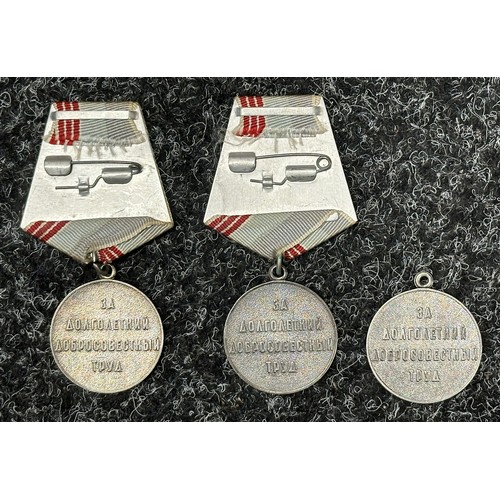 3042 - Soviet Labour Medals: Labour Veteran Medal x 3: Outstanding Achievements in Labour Medal and Labour ... 