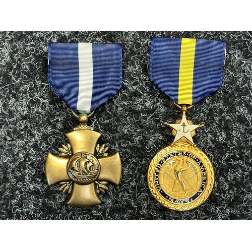 3053 - US Navy Cross complete with ribbon and pin marked 