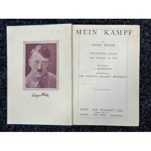 3096 - WW2 Third Reich Mein Kampf, English edition published April 1942 by Hurst & Blackett Ltd, hardbacked... 