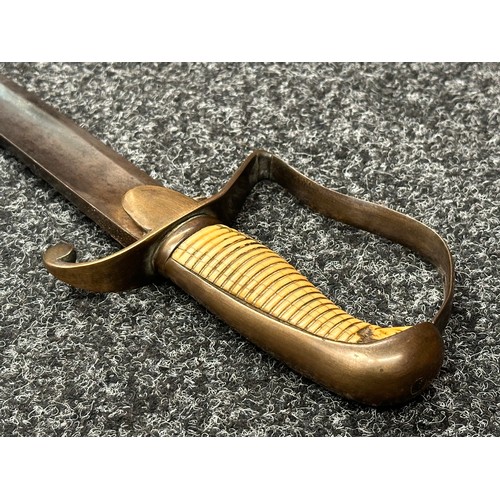 3112 - Georgian British Army Officers Sabre with single edged, curved and fullered blade 775mm in length. G... 