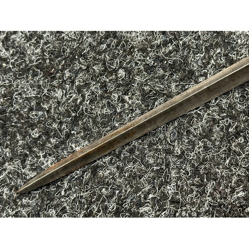 3113 - British Socket Bayonet with triangular fullered blade 550mm in length. Overall length 635mm. No scab... 