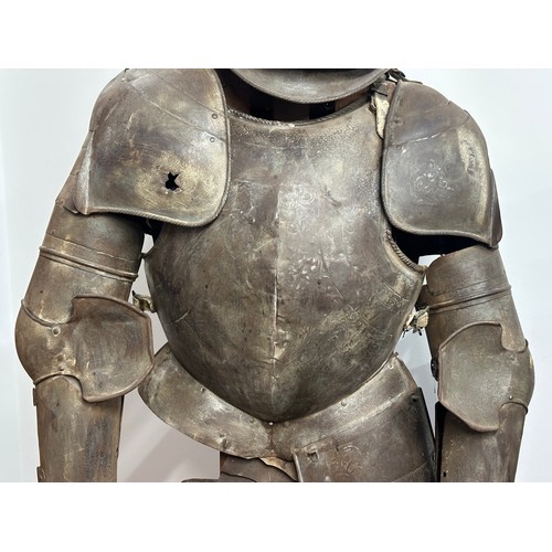 3115 - A Victorian Era Replica Suit of Armour. Constructed from thin sheet steel with some etched decoratio... 