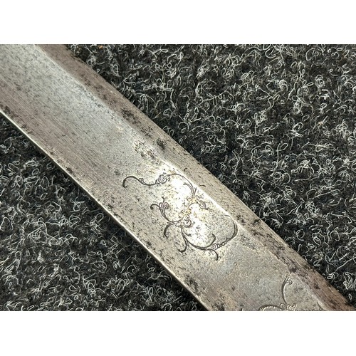 3119 - Georgian Officers Sabre with curved fullered blade with engraved decoration of Crown GR and Royal Co... 